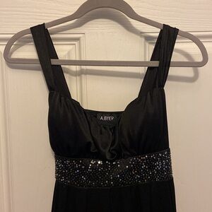 Awesome Black Dress with rhinestones and sash